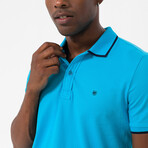 Marcelo Short Sleeve Polo Shirt // Turquoise + Navy (S)