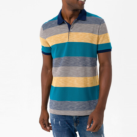 Rodolfo Short Sleeve Polo Shirt // Oil + Yellow (S)