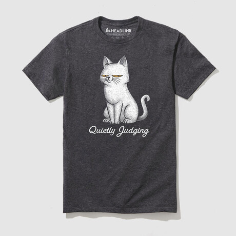 Quietly Judging Cat T-Shirt // Charcoal Heather (XS)