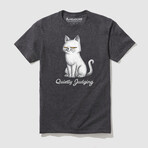 Quietly Judging Cat T-Shirt // Charcoal Heather (3XL)