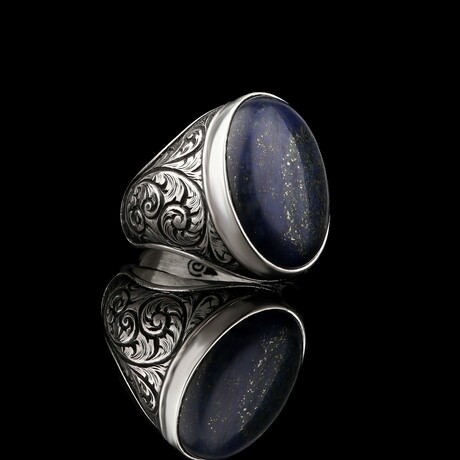 Engraved Lapis Lazuli Ring (5)