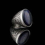 Engraved Lapis Lazuli Ring (8.5)