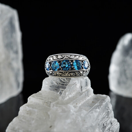 5 Stone Aquamarine Wedding Band (5)