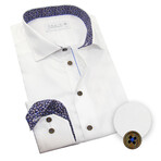 Contemporary Fit Dress Shirt with Tile Pocket + Neck Pattern // White + Royal Blue (US: 15R)