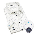 Contemporary Fit Dress Shirt with Birdie Pattern // White + Blue (US: 15R)