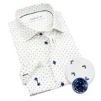 Contemporary Fit Dress Shirt with Contemporary Pattern // White + Blue (US: 15R)