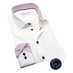 Contemporary Fit Dress Shirt with Abstract Pocket + Neck Pattern // White + Multicolor (US: 15R)