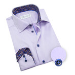 Contemporary Fit Dress Shirt with Floral Pocket + Neck Pattern // Purple + Multicolor (US: 15R)