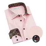 Contemporary Fit Dress Shirt with Abstract Pocket + Neck Pattern // Pink + Multicolor (US: 15R)