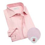 Contemporary Fit Dress Shirt with Chevron Pattern // Pink + White (US: 15.5R)