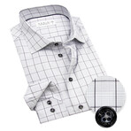Contemporary Fit Dress Shirt with Large Grid Pattern // White + Black (US: 15R)