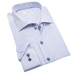 Contemporary Fit Dress Shirt with Stripe Pattern // Blue (US: 15R)