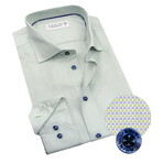 Contemporary Fit Dress Shirt with Dual Combination Pattern // Green + Blue (US: 15R)