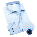 Contemporary Fit Dress Shirt with Square Thread Work // Blue + Purple (US: 15R)