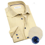 Contemporary Fit Dress Shirt with Houndstooth Thread Work // Royal Yellow + Gray + Blue (US: 15R)