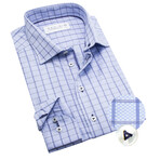 Contemporary Fit Dress Shirt with Detailed Stripe Pattern // Blue (US: 15R)