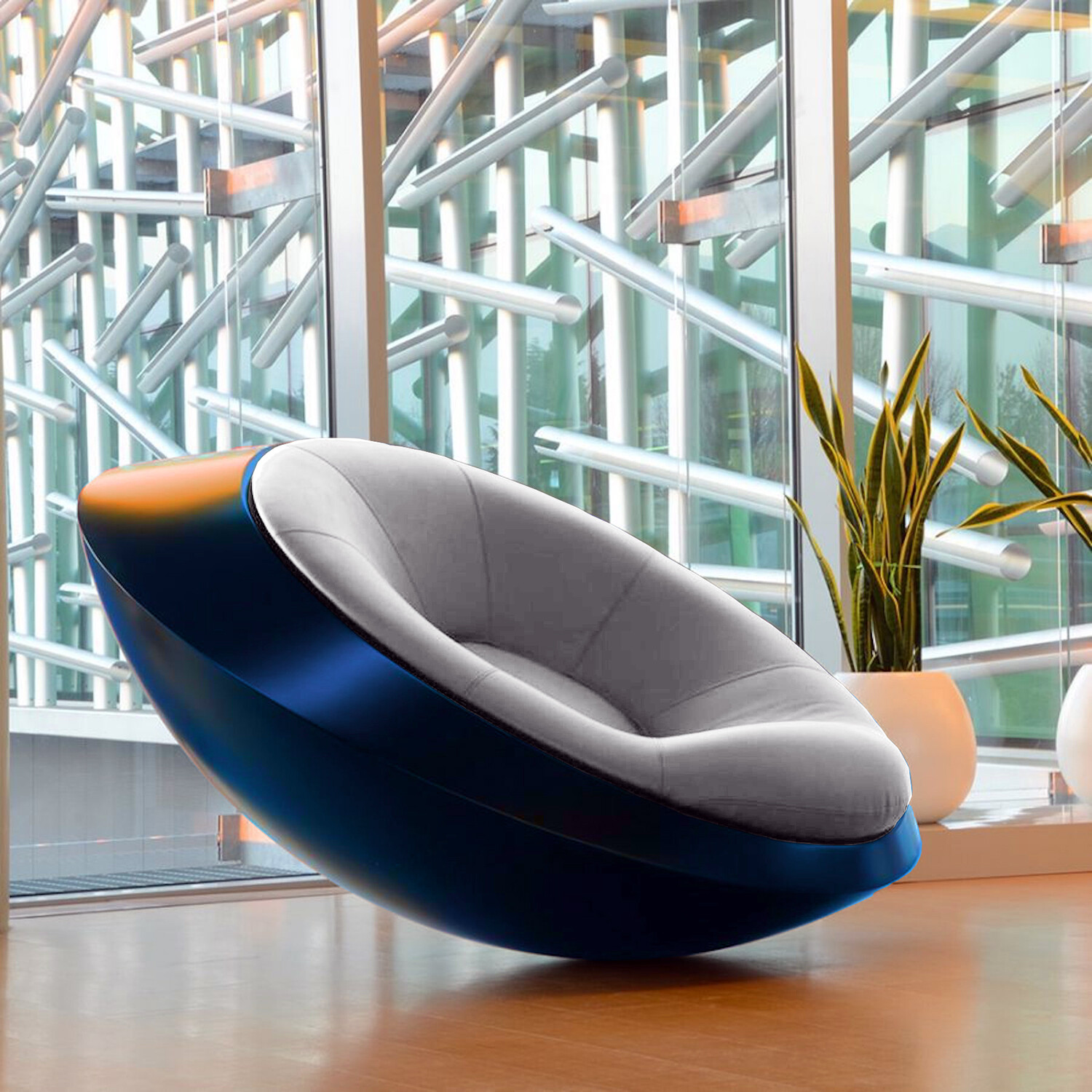 Blue discount saucer chair