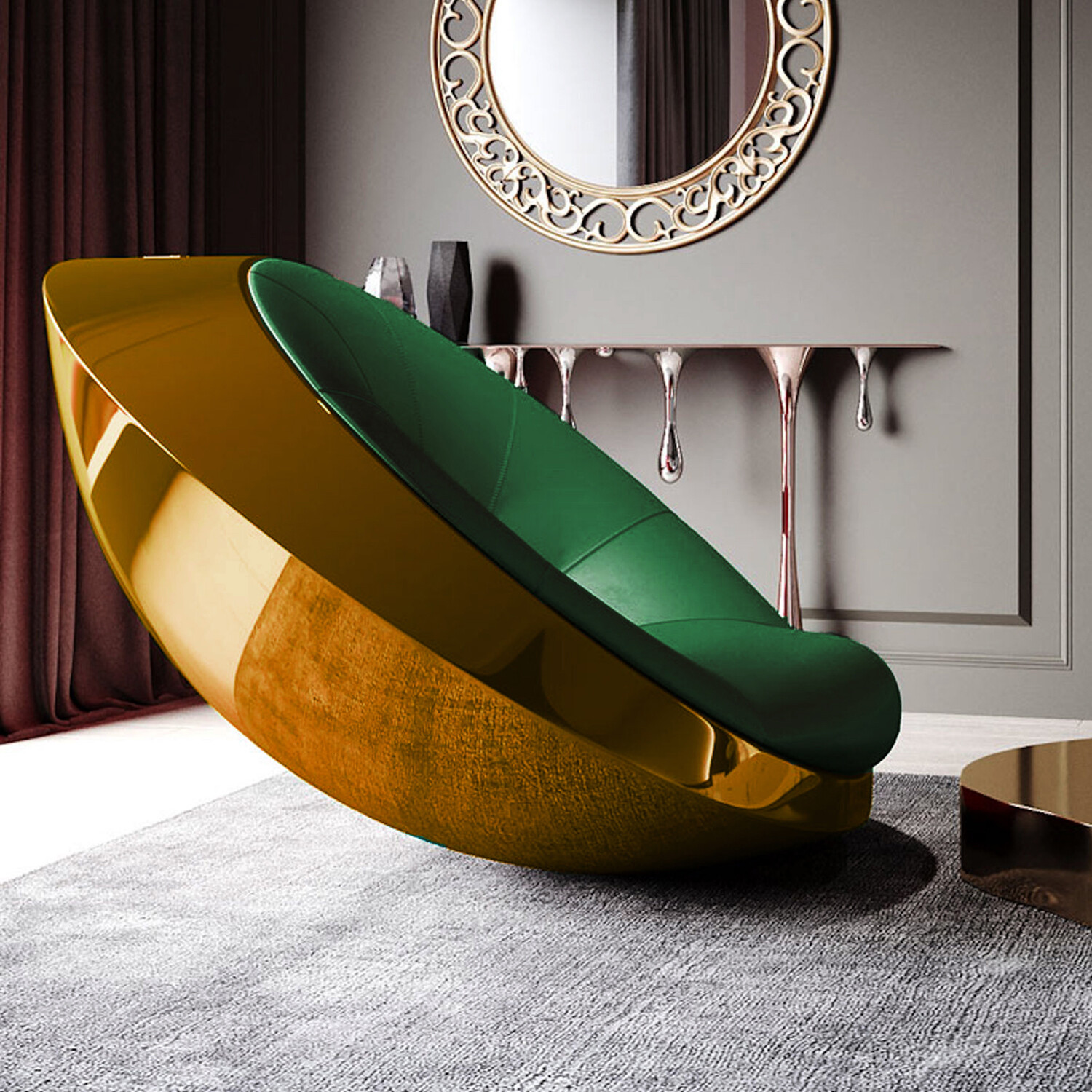 Flying Saucer Chair // Gold + Green The UFO Chair Touch of Modern