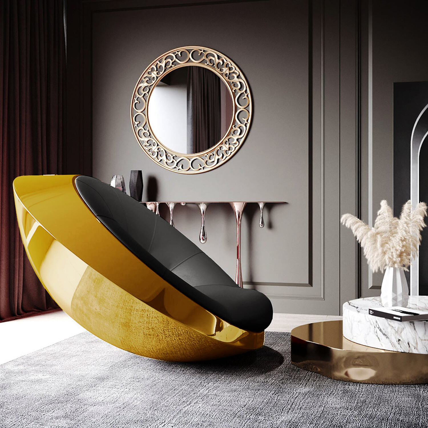 Flying Saucer Chair // Gold + Black The UFO Chair Touch of Modern