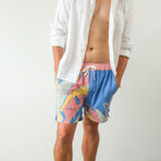 The Tropical Vintage Swim Shorts // Pink + Blue (XS)