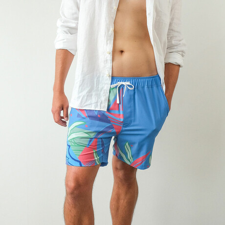 The Mojitos By The Pool Swim Shorts // Blue + Green + Pink (XS)