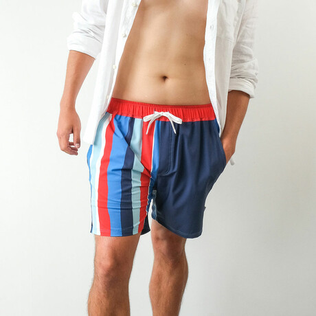 The Sunday Sailing Swim Shorts // Red + Navy + Blue (XS)