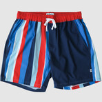 The Sunday Sailing Swim Shorts // Red + Navy + Blue (L)