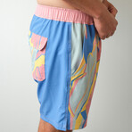 The Tropical Vintage Swim Shorts // Pink + Blue (L)