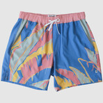 The Tropical Vintage Swim Shorts // Pink + Blue (2XL)