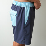 The East Coast Swim Shorts // Navy + Blue (M)