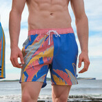 The Tropical Vintage Swim Shorts // Pink + Blue (2XL)