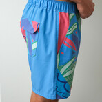 The Mojitos By The Pool Swim Shorts // Blue + Green + Pink (XS)