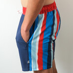 The Sunday Sailing Swim Shorts // Red + Navy + Blue (XS)