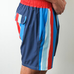 The Sunday Sailing Swim Shorts // Red + Navy + Blue (2XL)