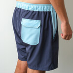 The East Coast Swim Shorts // Navy + Blue (XS)