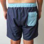 The East Coast Swim Shorts // Navy + Blue (2XL)