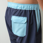 The East Coast Swim Shorts // Navy + Blue (M)