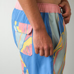 The Tropical Vintage Swim Shorts // Pink + Blue (L)