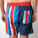 The Sunday Sailing Swim Shorts // Red + Navy + Blue (M)