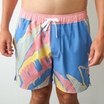 The Tropical Vintage Swim Shorts // Pink + Blue (2XL)