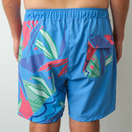 The Mojitos By The Pool Swim Shorts // Blue + Green + Pink (XS)