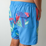 The Mojitos By The Pool Swim Shorts // Blue + Green + Pink (XS)