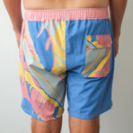 The Tropical Vintage Swim Shorts // Pink + Blue (XS)