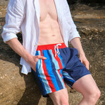 The Sunday Sailing Swim Shorts // Red + Navy + Blue (L)