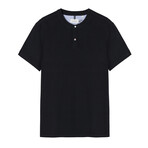 Simon Collarless Polo // Dark Navy (S)