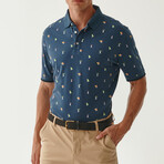 Jay Patterned Polo // Navy (S)