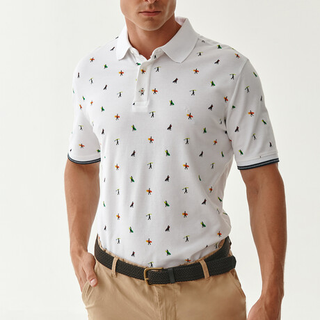 Jay Patterned Polo // White (S)