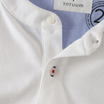 Simon Collarless Polo // White (S)