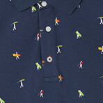 Jay Patterned Polo // Navy (S)
