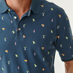 Jay Patterned Polo // Navy (S)